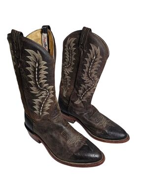 Tony Lama 6978 Llano Chocolate Brown Goat Leather Cowboy Boots Men 10.5D El Paso